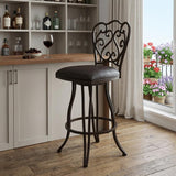 30" Espresso Fabric And Iron Bar Height Swivel Bar Chair