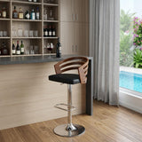Black And Silver Fabric And Iron Low Back Adjustable Height Swivel Bar Chair