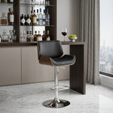 Black And Silver Fabric And Iron Low Back Adjustable Height Swivel Bar Chair