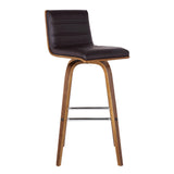 30" Brown Solid Wood Swivel Low Back Bar Height Bar Chair