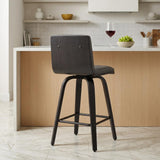 26" Gray And Black Fabric And Iron Low Back Counter Height Swivel Bar Chair