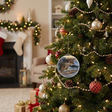 Jungle Green And Blue Glass Ball Ornament