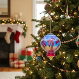 Tan Blue And Red Glass Finial Ornament