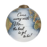 Globe Come Away with Me Hand Painted Mouth Blown Glass Ornament
