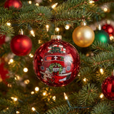 Puppy and Red Truck Christmas Wreath Hand Painted Mouth Blown Glass Ornament