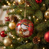 Winter Wreath Forest Snowman Hand Painted Mouth Blown Glass Ornament