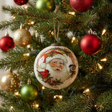 Winter Wreath Forest Santa Hand Painted Mouth Blown Glass Ornament