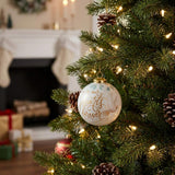 Yellow And White Glass Ball Ornament