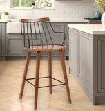 26" Brown Manufactured Wood and Iron Counter Height Bar Chair