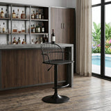 Black Solid Wood And Iron Low Back Adjustable Height Bar Chair