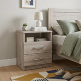 20" Light Gray Wood Two Drawer Nightstand