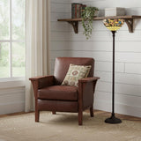70" Green And Black Floor Lamp With Green Glass Bowl Shade