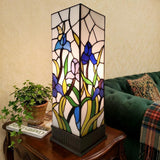 18" Tiffany Style Floral Dark Brown Base Table Lamp