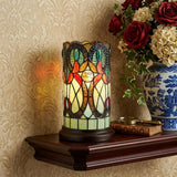 11" Beige and Orange Mosaic Tile Stained Glass Accent Lamp