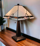 22" Dark Brown Metal Two Light Candlestick Table Lamp With Ivory Shade