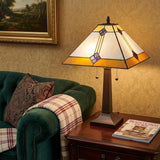21" Dark Brown Metal Two Light Candlestick Table Lamp With Beige Shade