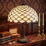 23" Dark Brown Metal Two Light Candlestick Table Lamp With White Shade