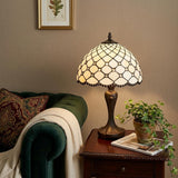 19" Dark Brown Metal Candlestick Table Lamp With White Dome Shade