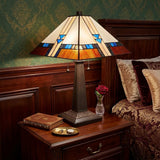 22" Dark Brown Metal Two Light Candlestick Table Lamp With Off White Empire Shade