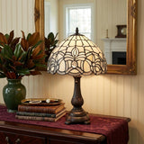 19" Dark Brown Metal Candlestick Table Lamp With White Dome Shade