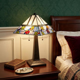 22" Dark Brown Metal Two Light Candlestick Table Lamp With White Shade