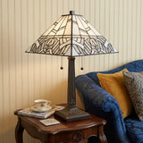 22" Dark Brown Metal Two Light Candlestick Table Lamp With White Shade