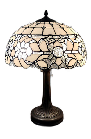 23" Dark Brown Metal Two Light Candlestick Table Lamp With White Shade