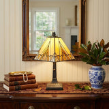 15" Dark Brown Metal Candlestick Table Lamp With Beige Shade