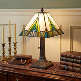 15" Dark Brown Metal Candlestick Table Lamp With Beige Shade