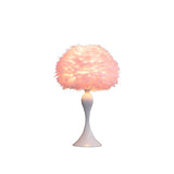 24" Glam Pink Faux Feather and White Metal Table Lamp