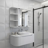 24" White Wood Floating Double Door Bathroom Vanity And Medicine Cabinet With Mirror