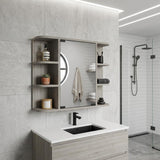 24" Light Gray Wood Floating Double Door Bathroom Vanity And Medicine Cabinet With Mirror