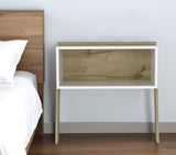 24" White and Oak Faux Wood Nightstand