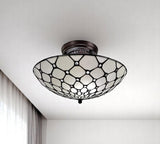 Black And White Unique Statement Two Light Glass Dimmable Chandelier With Black And White Shades