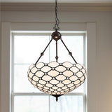 Black And White Unique Statement Three Light Glass Dimmable Chandelier With Black And White Shades