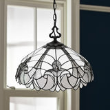 Black And White Unique Statement Two Light Glass Dimmable Chandelier With Black And White Shades