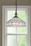 Black And White Unique Statement Two Light Glass Dimmable Chandelier With Black And White Shades