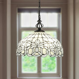 Black And White Unique Statement Two Light Glass Dimmable Chandelier With Black And White Shades