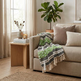 52" X 67" Beige and Black Woven Wool Throw Blanket