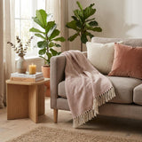 Pink Woven Cotton Solid Color Reversable Throw