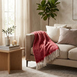Red Woven Acrylic Solid Color Reversable Throw