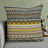20" Green and Yellow Cotton Throw Pillow With Tassels