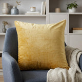 22" Yellow Cotton Blend Throw Pillow