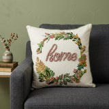 18" Beige Cotton Throw Pillow
