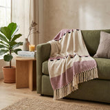 50" X 60" Purple and Ivory Woven Cotton Striped Throw Blanket with Tassels