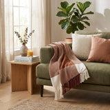 Burnt Orange Woven Cotton Striped Throw Blanket