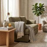 Gray Woven Cotton Striped Throw Blanket