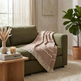 Burnt Orange Woven Cotton Striped Throw Blanket