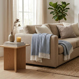 Blue Woven Cotton Striped Throw Blanket