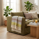 Burnt Orange Woven Cotton Striped Throw Blanket